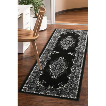 Maestro Tradition Black/Grey Runner-Melrose-Rug Love - The Most Loved Rug Store